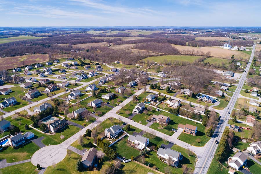 Pennsylvania - Aerial View Of Small Town In Pennsylvania