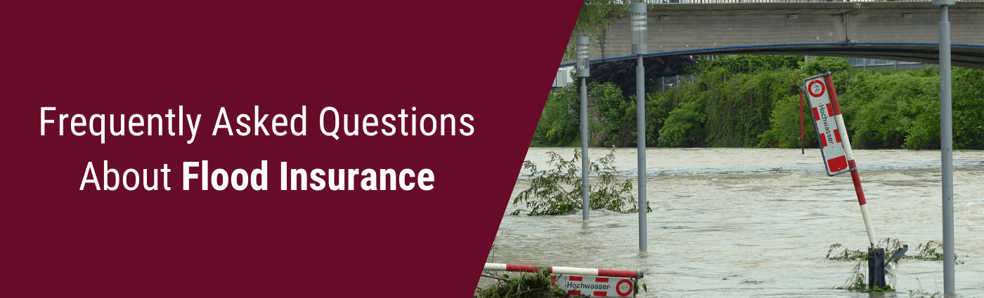 Flood insurance FAQ image with flood waters.
